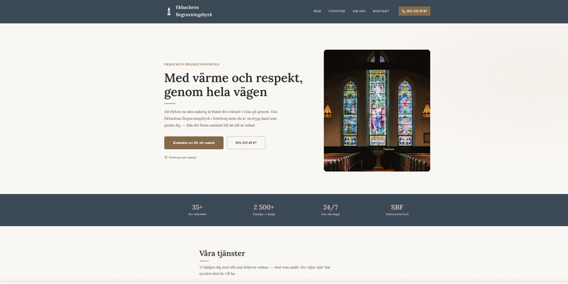 Förhandsgranskning av mallen Begravningsbyrå